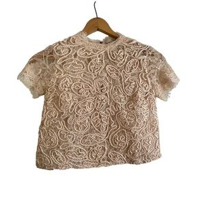 Zara Trafaluc Pink Short Sleeve Lace Blouse Size Small